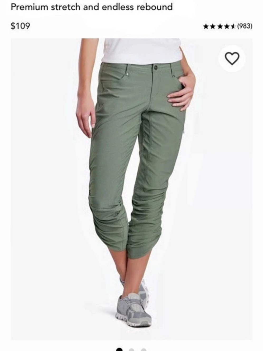 Kühl Trekr Pant Cropped Stretch Pants in Green Size 16 Like New
